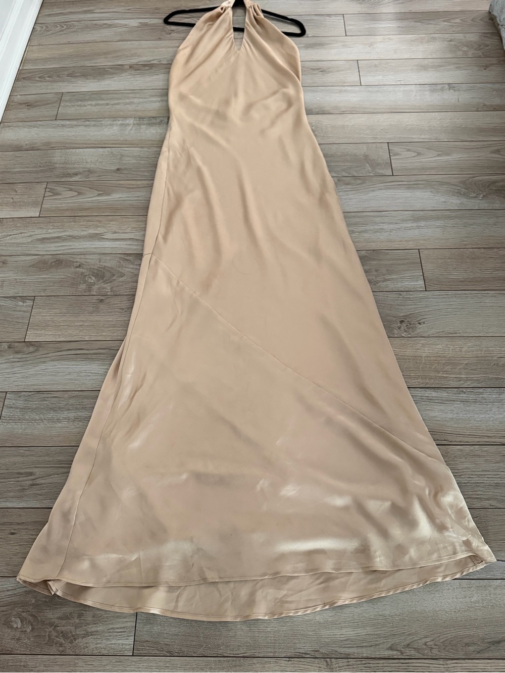 Show Me Your MuMu Champagne Halter Satin Maxi Dress - Picture 3 of 10